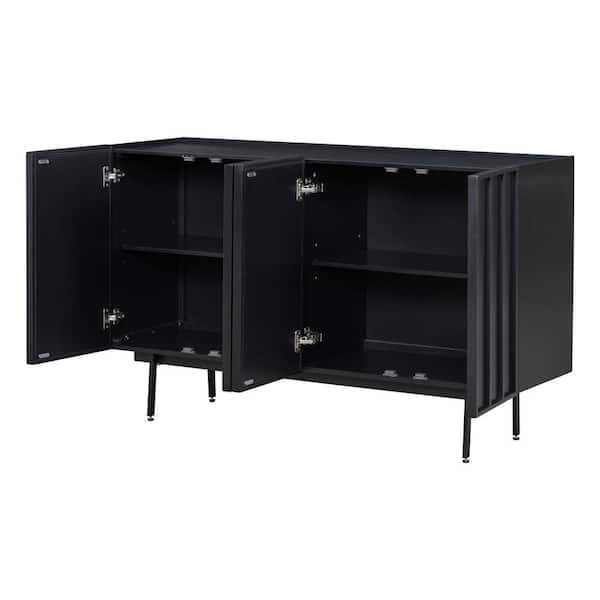 COWLOWN 55.3 in. W x 16.9 in. D x 33.8 in. H Bathroom Black Linen Cabinet