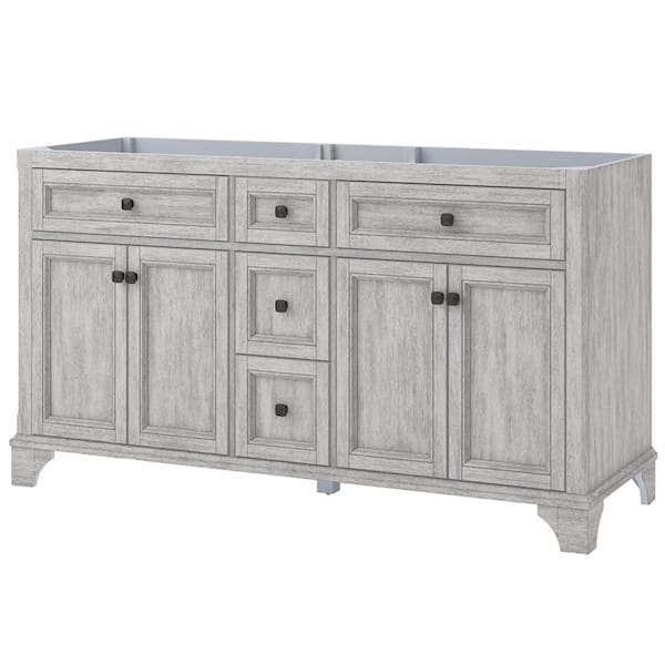 CRAFT + MAIN Ellery 61.125 in. W x 22.125 in. D x 32 in. H Bath Vanity Cabinet without Top in Vintage Grey