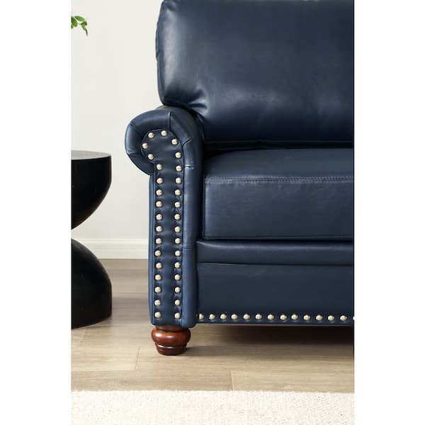 Seafuloy 35.8 in. W Navy Blue Faux Leather Arm Chair, Single Seat