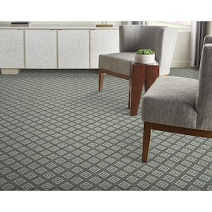 Diamond Park - Metal - Gray 13.2 ft. 32.44 oz. Nylon Pattern Installed Carpet