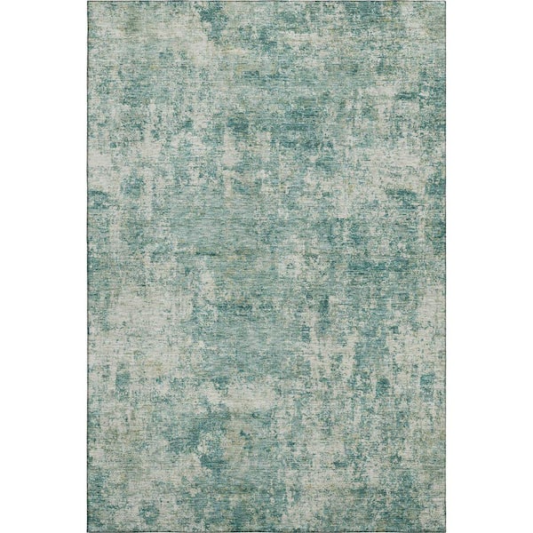 Mayfield Premium Machine Washable Abstract AMF2061 Teal 9 ft. x 12 ft. Area Rug