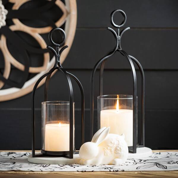 SULLIVANS 15.5 in. and 17.5 in. Black Majestic Curvaceous Lanterns (Set of 2)