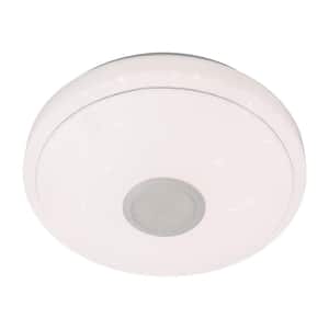 12.99 in. White Modern Round Color Changing Flush Mount Ceiling Light with Selectable Integrated LED and Remote Included