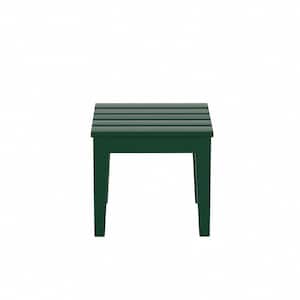 Shoreside Dark Green Square HDPE Plastic 18 in. Modern Outdoor Side Table