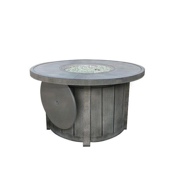 Boa Grey Round Brushed Aluminum Fire Pit Table