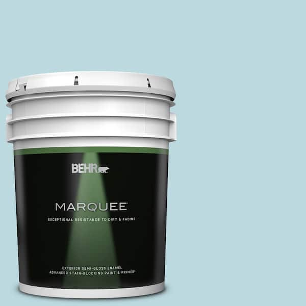 BEHR MARQUEE 5 gal. #S460-1 Air Blue Semi-Gloss Enamel Exterior Paint & Primer