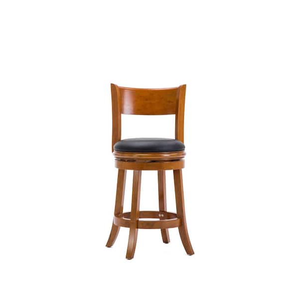Boraam Palmetto 29 in. Fruitwood Swivel Cushioned Bar Stool