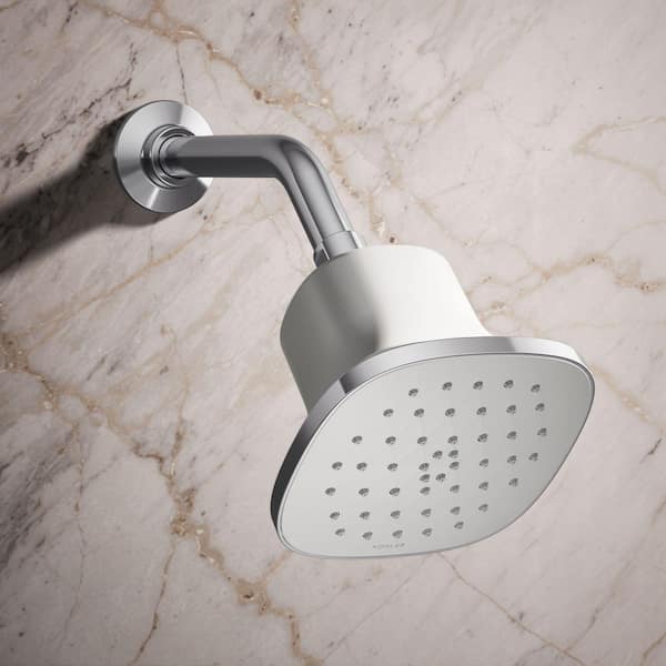 Cinq 1-Spray Pattern 5.125 in. Wall Mount Fixed Shower Head in Polished Chrome