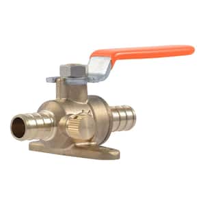 1/2 in. PEX Crimp Brass Ball Valve with Mounting Tabs and Drain