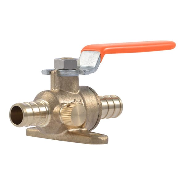 SharkBite 1/2 in. PEX Crimp Brass Ball Valve with Mounting Tabs and Drain