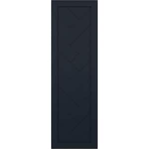 12 in. x 70 in. PVC Single Panel Herringbone Modern Style Fixed Mount Board and Batten Shutters Starless Night Blue