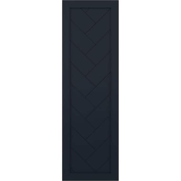 Ekena Millwork 15 in. x 56 in. PVC Single Panel Herringbone Modern Style Fixed Mount Board and Batten Shutters Starless Night Blue