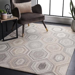 Abstract Natural/Gray 6 ft. x 6 ft. Abstract Geometric Square Area Rug