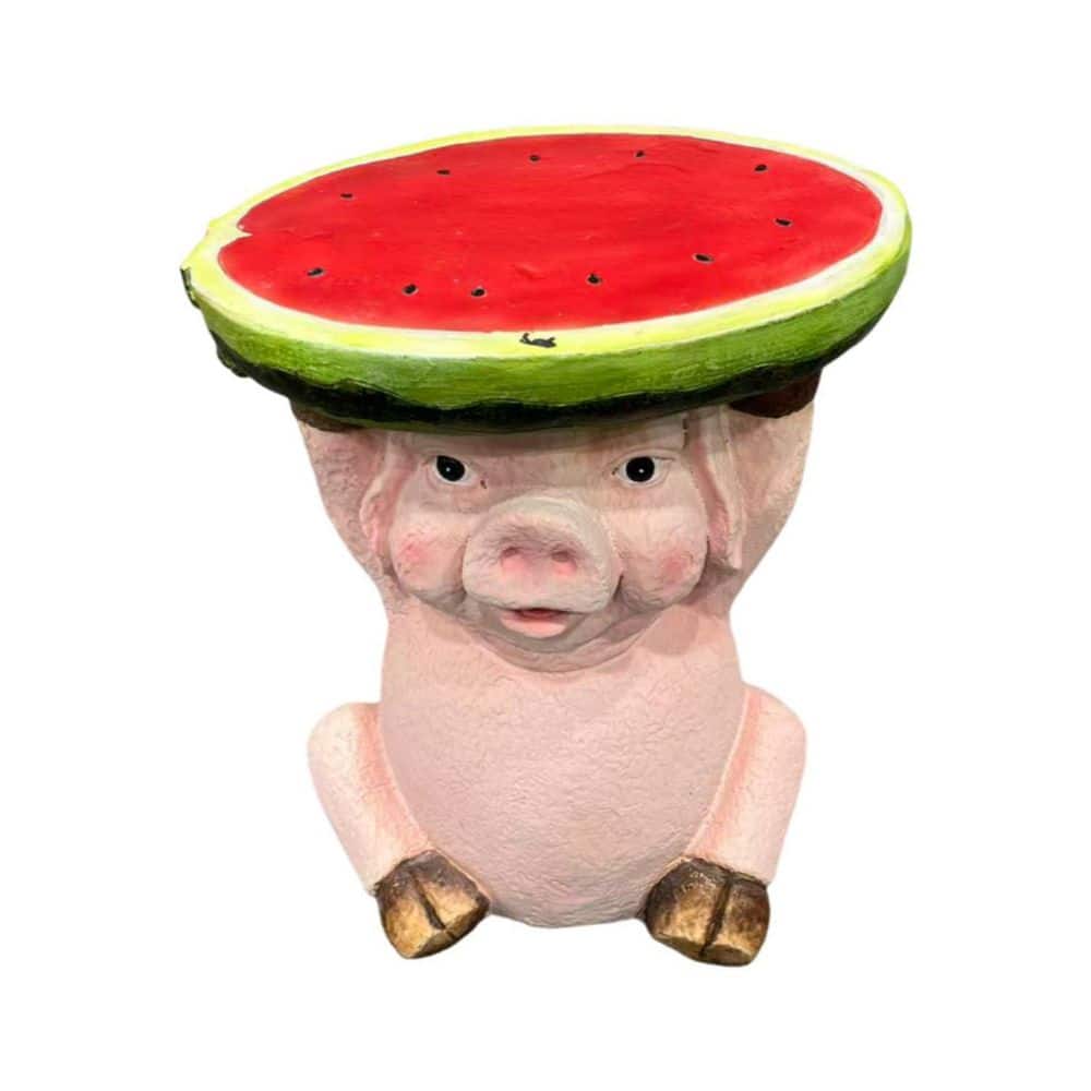 13.39 in. H x 11.34 in. W Cute Pig Resin Side Table with Watermelon Top, Multi-Functional Plant Stand, End Table price history on PriceWatchPro