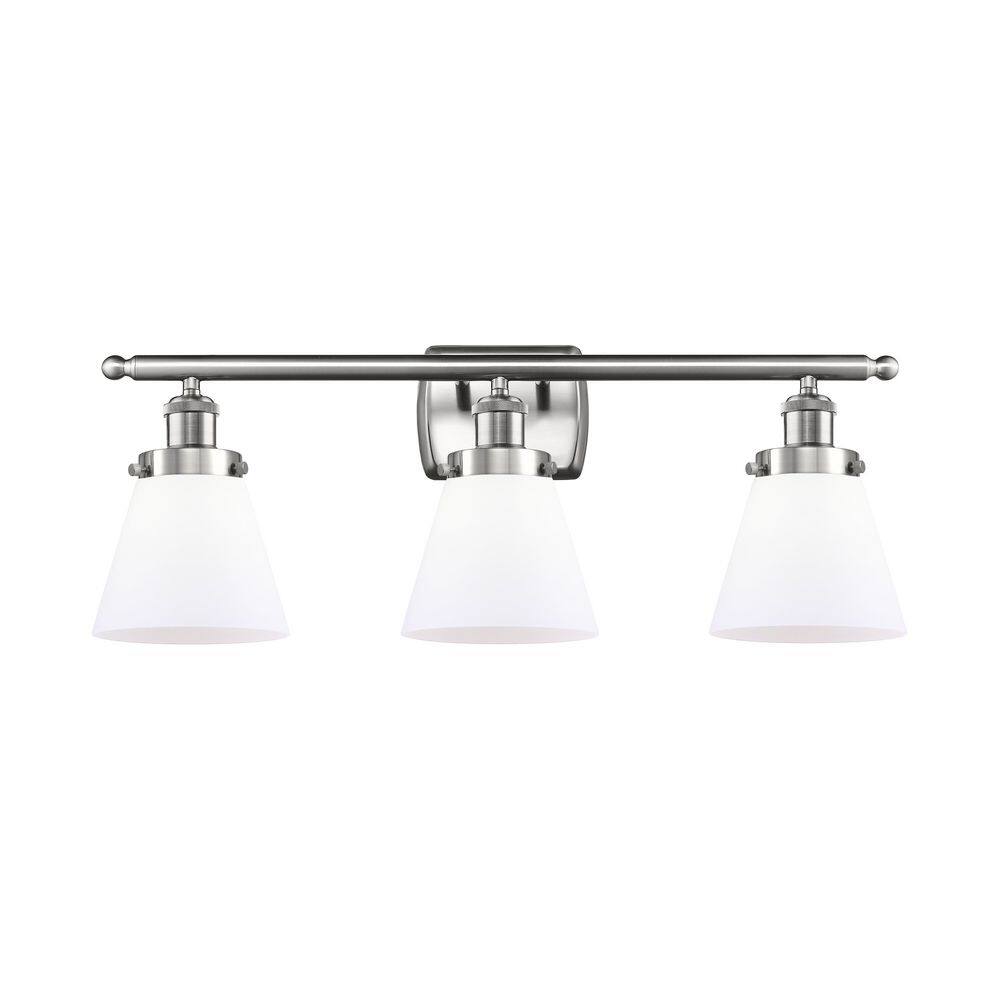Cone 26 in. 3-Light Brushed Satin Nickel Vanity Light with Glass Shade price history on PriceWatchPro
