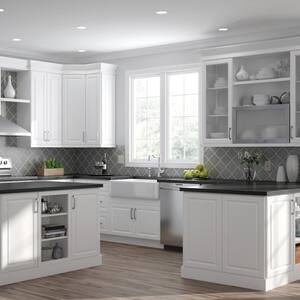Designer Series Elgin Assembled 33x34.5x23 in. Blind Right Corner Base Kitchen Cabinet in White