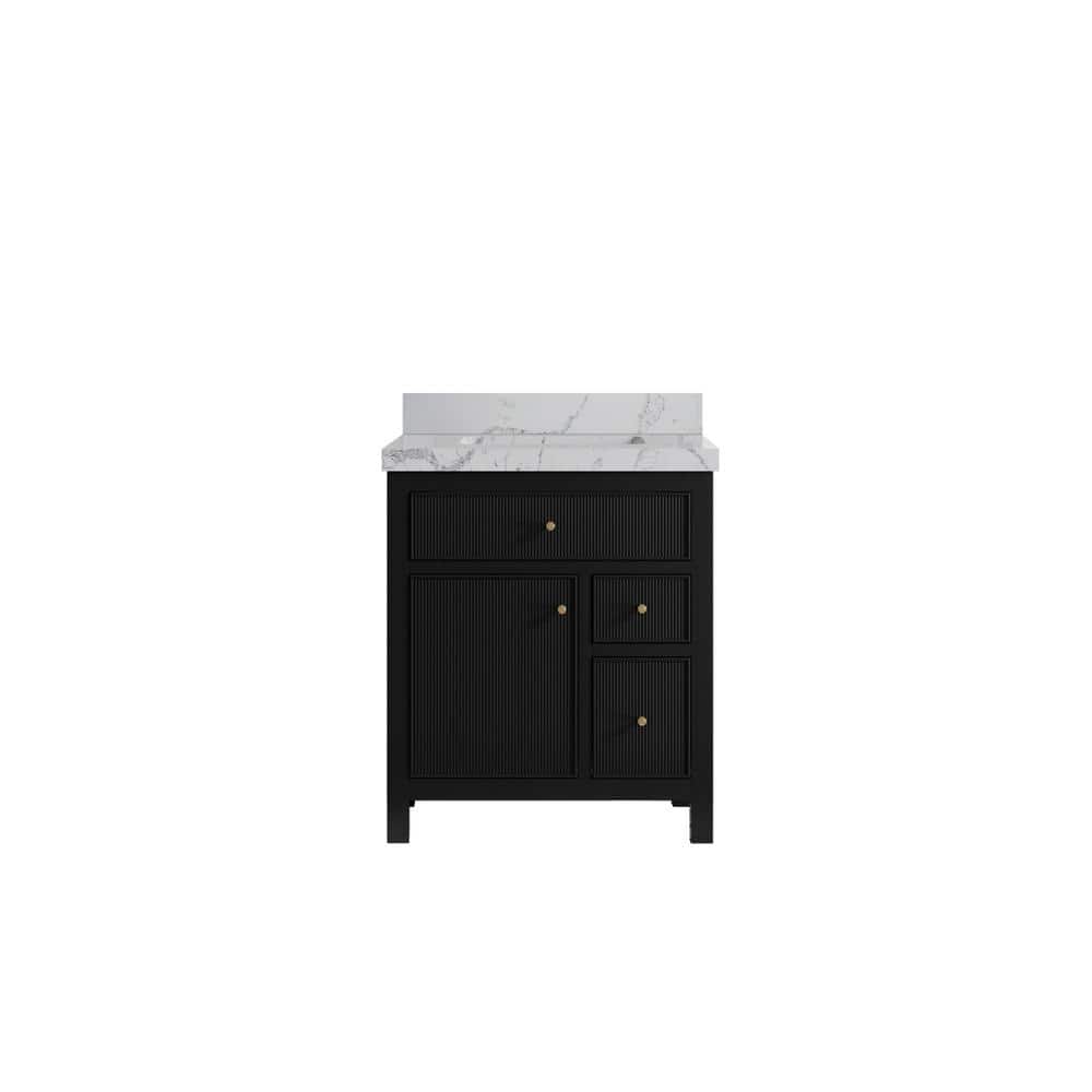 Sonoma 30 in. Single Sink Freestanding Black Bath Vanity with Venatino Quartz Top Unassembled price history on PriceWatchPro
