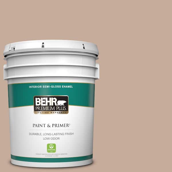 BEHR PREMIUM PLUS 5 gal. #ECC-57-1 California Stucco Semi-Gloss Enamel Low Odor Interior Paint & Primer