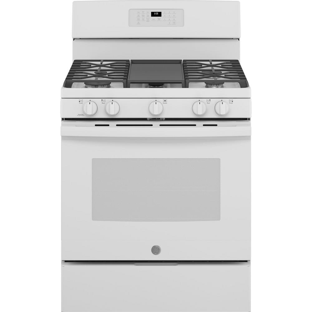 30 in. 5.0 cu.ft. Gas Range with Self-Cleaning Oven in White with Griddle