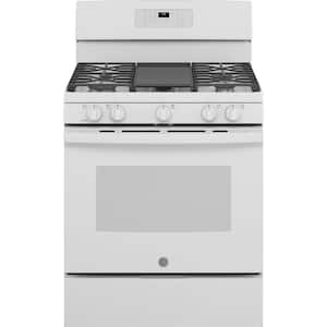 30 in. 5.0 cu.ft. Gas Range with Self-Cleaning Oven in White with Griddle