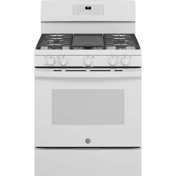 GE 30 in. 5.0 cu.ft. Gas Range with Self-Cleaning Oven in White with Griddle