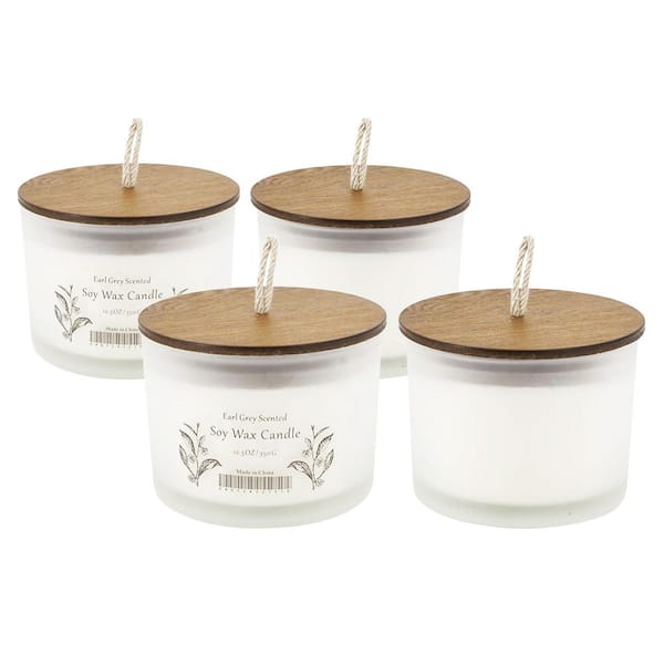12.2 Oz. Ivory Earl Grey Scented Soy Wax Candles - 65-Hours - (Set of 4)