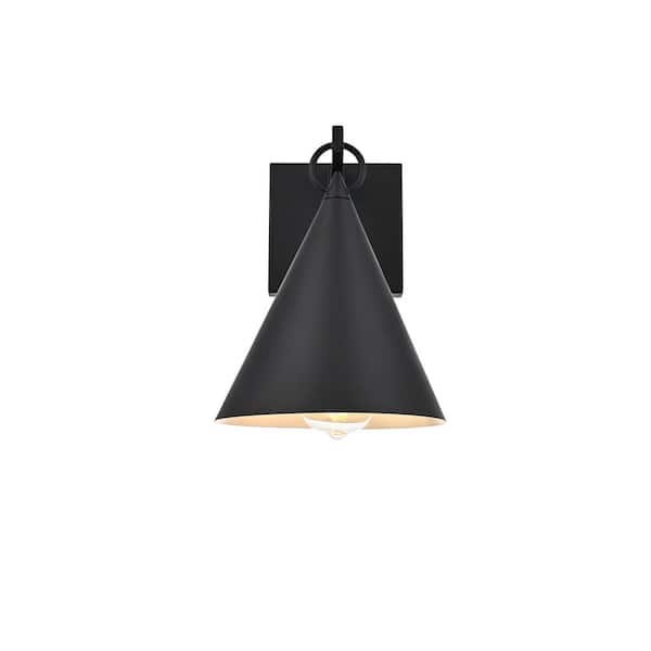 11 in. Black Outdoor Hardwired Wall Sconce with No Bulbs Included