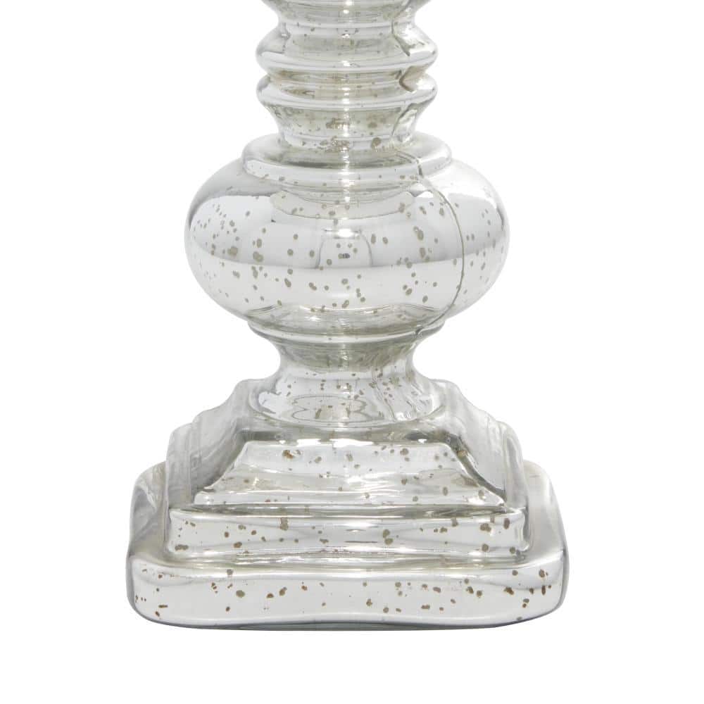 Elegant Silver Mercury Glass 14" Traditional Hurricane Candle Holder