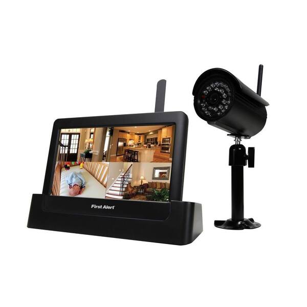 First Alert 4-Channel 800x480p Surveillance System with (1) Wireless Indoor/Outdoor Camera and 7 in. LCD Monitor