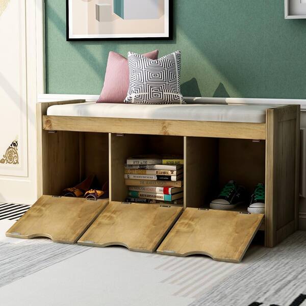 Shoe Storage Bench with Padded Cushion, Entryway Bench with Flip