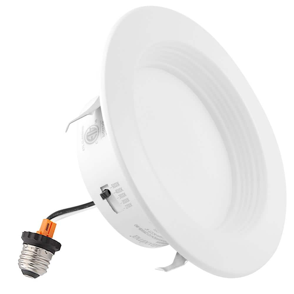 4-Inch White Aluminum LED Retrofit Recessed Downlight, 12-Pack
