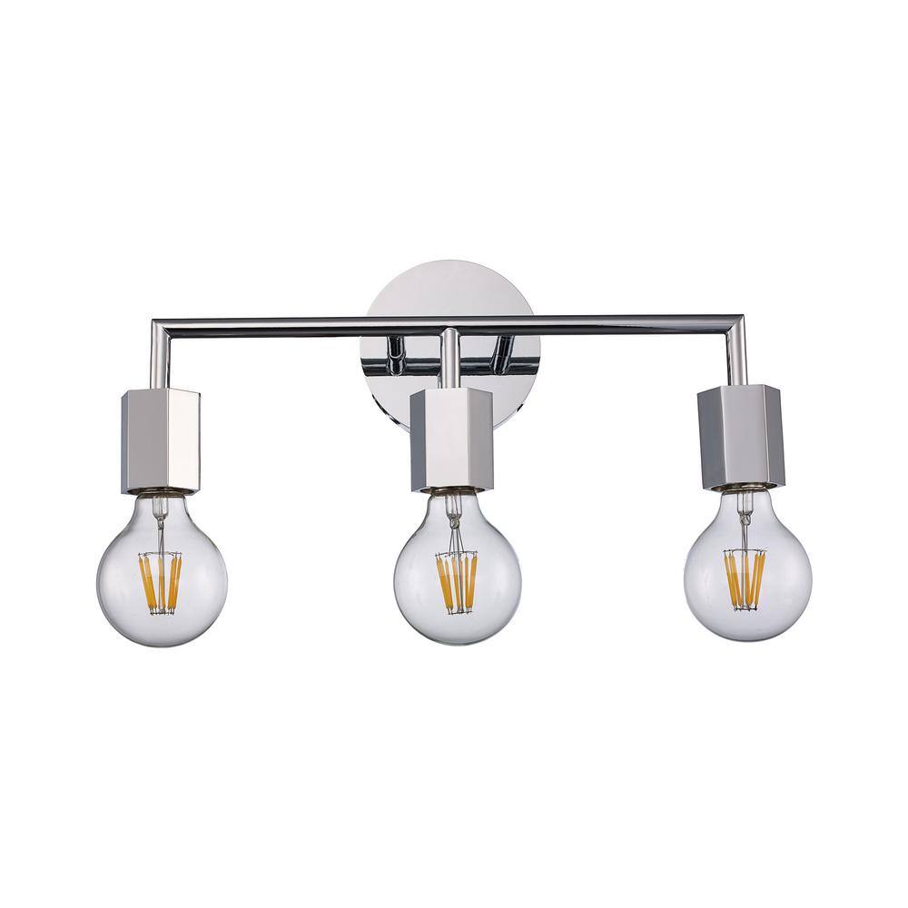 16" Classic Chrome Industrial Vanity Light, Dimmable, Direct Wired