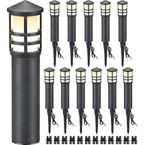 Black Low Voltage LED Light Waterproof Path Light with 3000K 12-24V & Bollard Path Lights Wired for Outdoor (12 Packs)