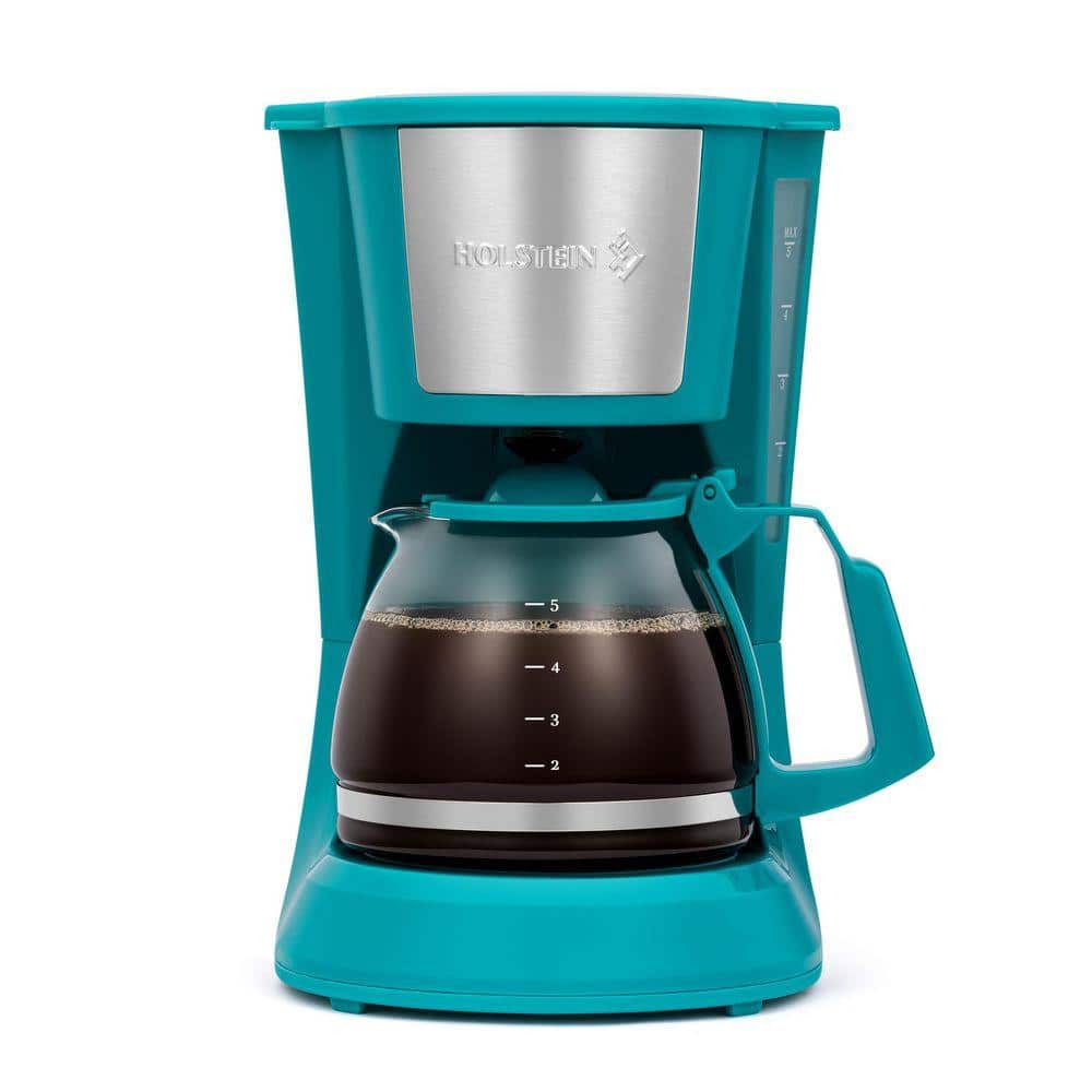 HOLSTEIN HOUSEWARES Everyday 5-Cup Teal Coffee Maker HH-0914701E