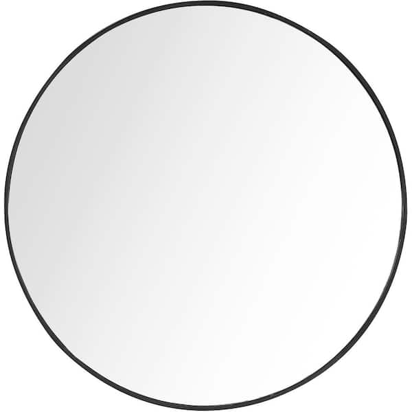 HomeRoots 32 in. W x 32 in. H Glass Black Decorative Mirror