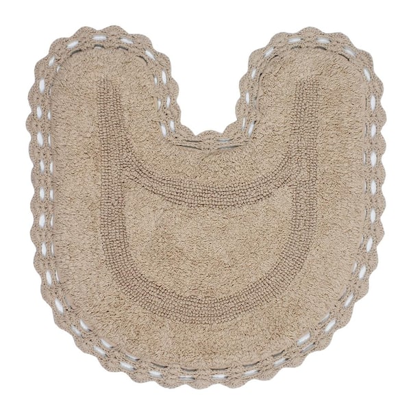 HOME WEAVERS INC Hampton Crochet Reversible 100% Cotton Bath Rug Set, 20x20 Contour, Linen