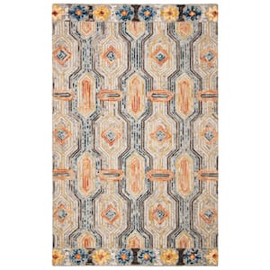 Trace Gray/Blue 5 ft. x 8 ft. Trellis Area Rug