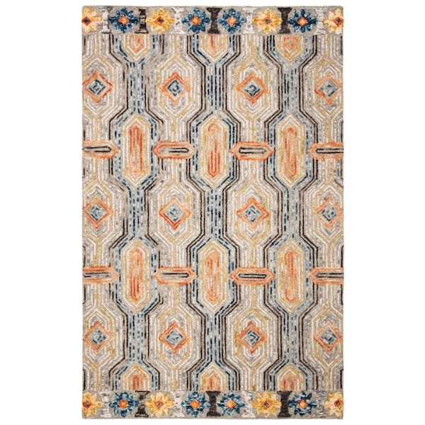 SAFAVIEH Trace Gray/Blue 5 ft. x 8 ft. Trellis Area Rug