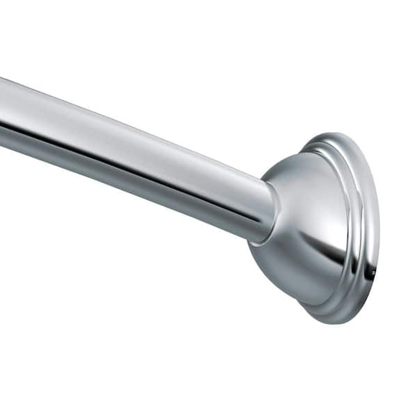 MOEN 60 in. Curved Shower Rod with Pivoting Flanges in Chrome