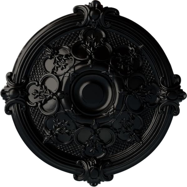 Ekena Millwork 17-3/8" x 1-3/4" Hamilton Urethane Ceiling Medallion (Fits Canopies upto 3-3/4"), Hand-Painted Jet Black