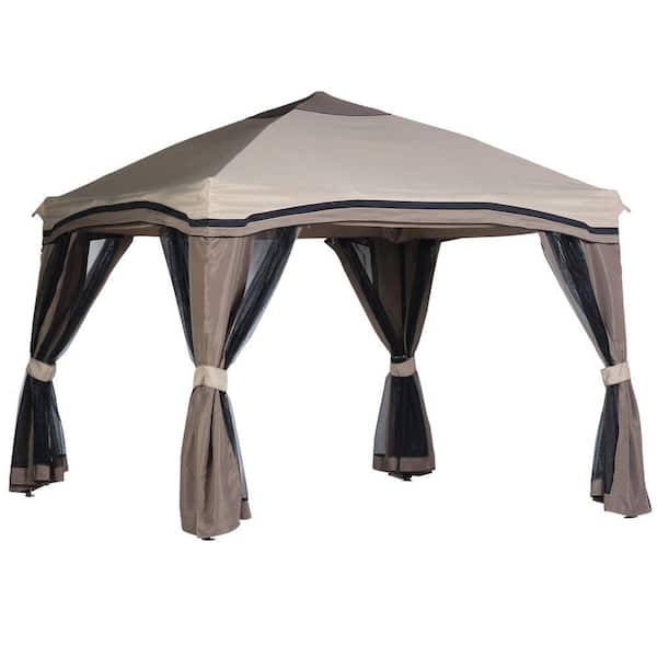 Pacific Casual Pitched 10 ft. x 10 ft. Roof Line Portable Gazebo with Netting