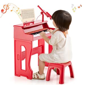 37-Key Music Piano Keyboard Kids Learning Toy Instrument with Microphone Red
