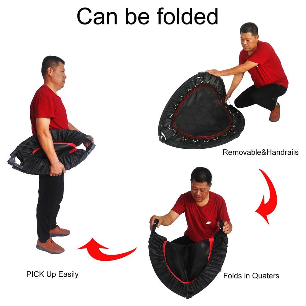 Kids' Round Black and Red Mini Exercise Trampoline with Safety Pad