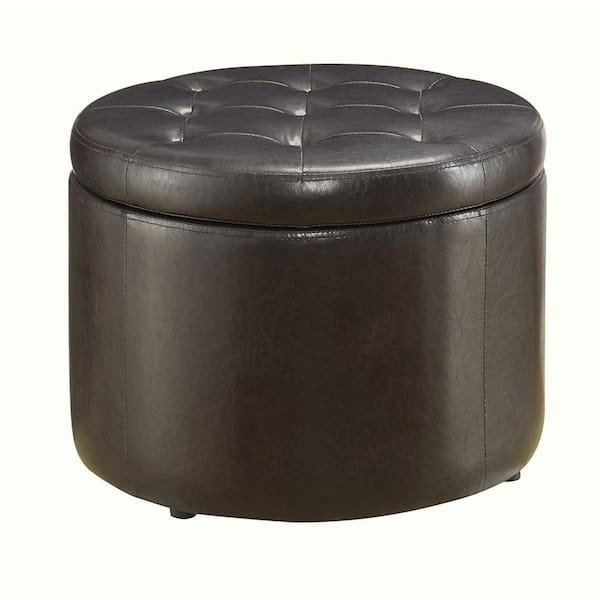Convenience Concepts Designs4Comfort Espresso Faux Leather Shoe Storage Ottoman