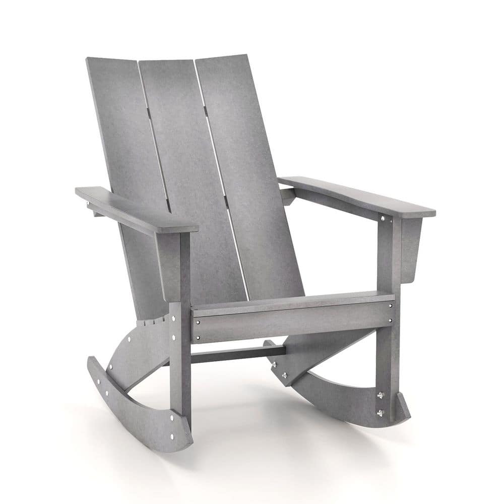 Gray Plastic HDPE Adirondack Rocking Chair with Curved Back for Balcony (1-Pack) price history on PriceWatchPro