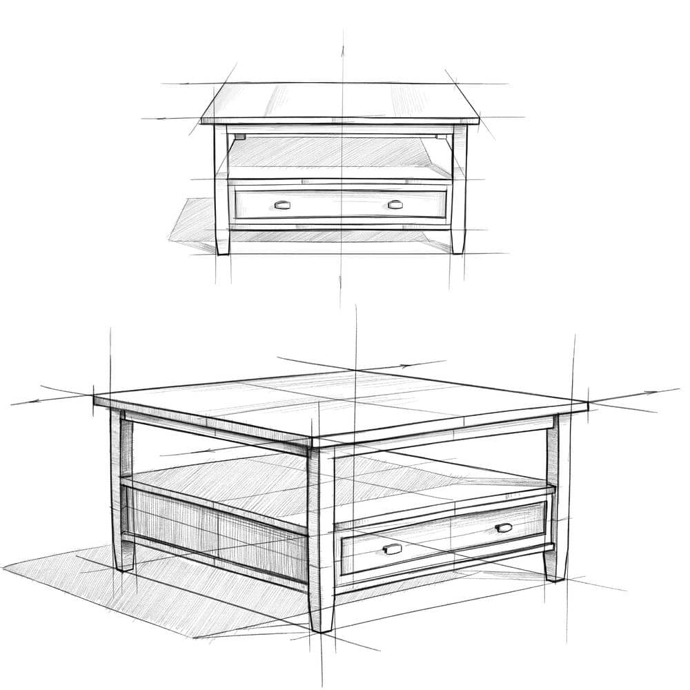 Warm Shaker Tobacco Brown Square Coffee Table with Storage