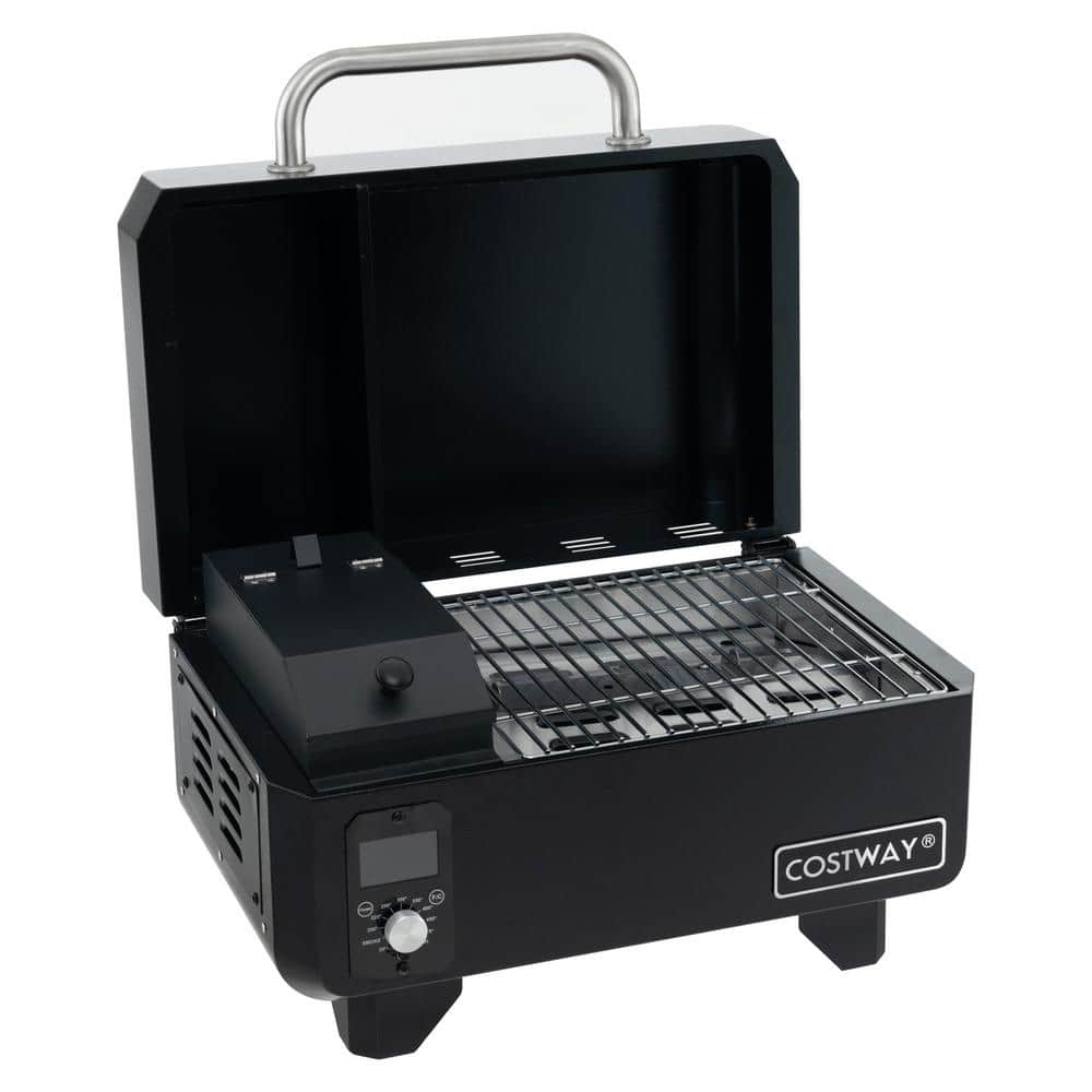 Costway Portable Tabletop Pellet Grill Outdoor Smoker BBQ in Black with Digital Control System