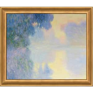 Misty Morning on the Seine, Sunrise by Claude Monet Muted Gold Glow Framed Nature Oil Painting Art Print 24 in. x 28 in.