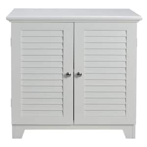 Contemporary Country 23.5 in. W x 11.75 in. D x 23.5 in. H Louvered Double Door Free Standing Linen Cabinet in White