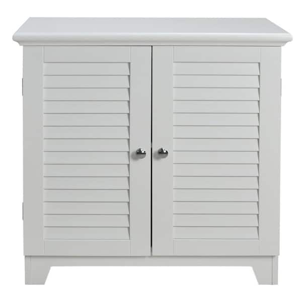 Contemporary Country 23.5 in. W x 11.75 in. D x 23.5 in. H Louvered Double Door Free Standing Linen Cabinet in White